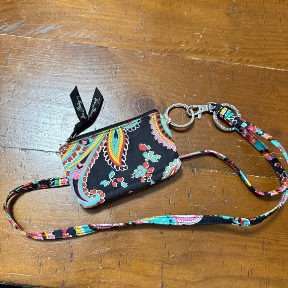 Vera Bradley Black and Red Floral ID holder with matching lanyard - Picture 6 of 9